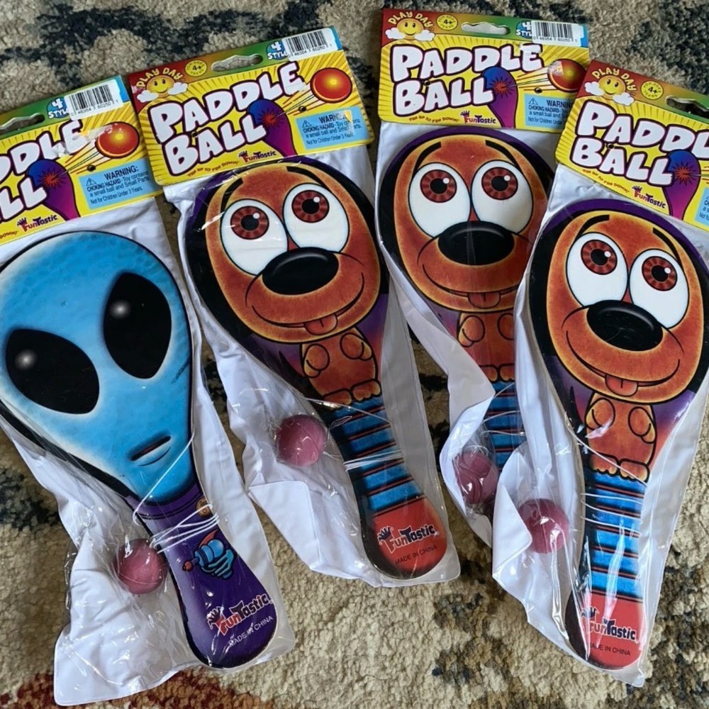 4 Paddle Ball Party Favor Dog Ghost Toys New Easter  basket